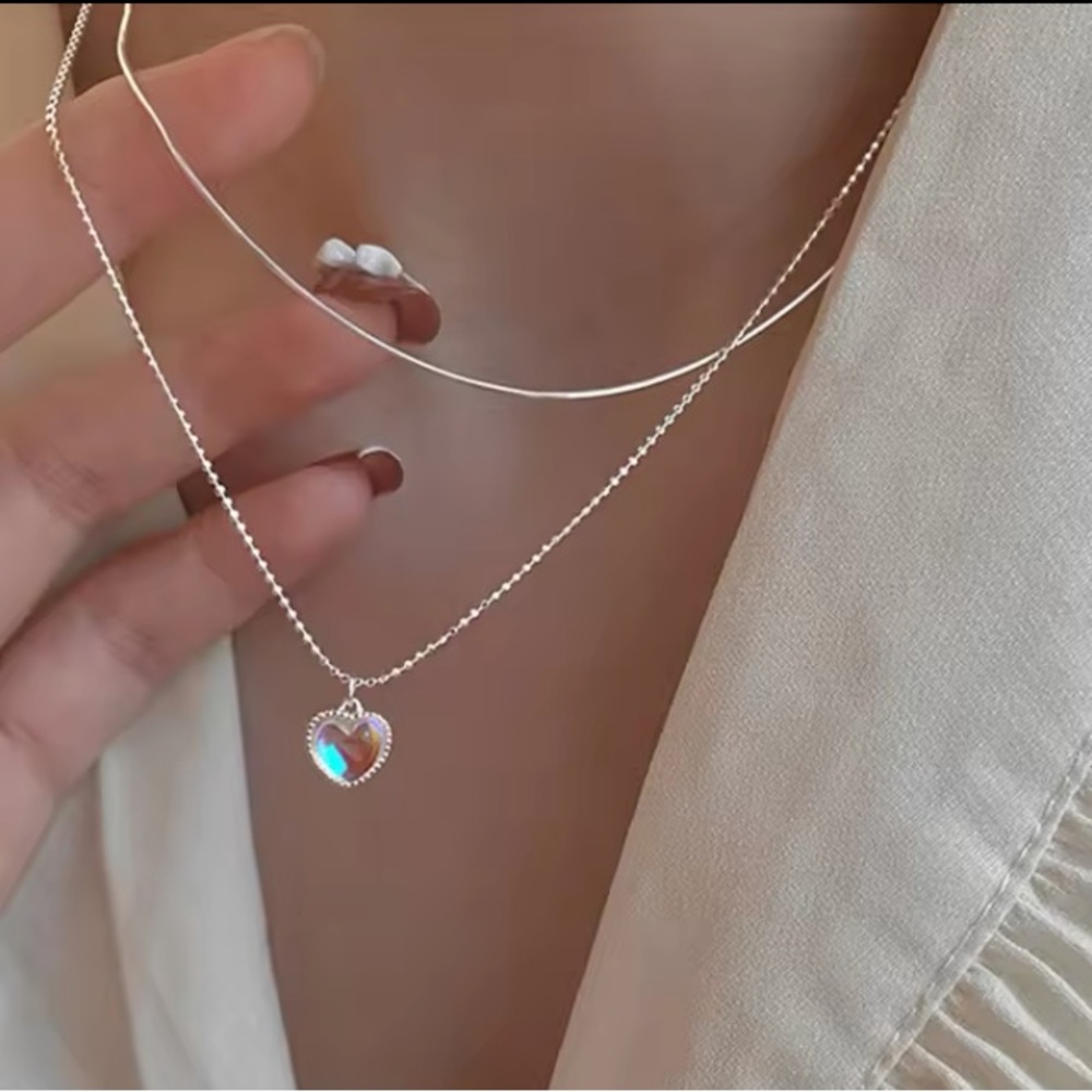 Sterling Silver Heart Multilayer Necklace